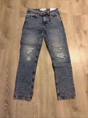 Paper Denim & Cloth Light Blue Distressed Straight Jeans